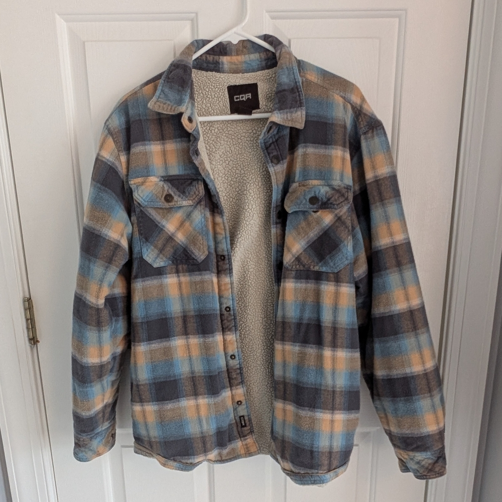 CQR Men's Plaid Flannel Shirt Jacket, Long Sleeve Soft Warm Sherpa/Quilted Lined